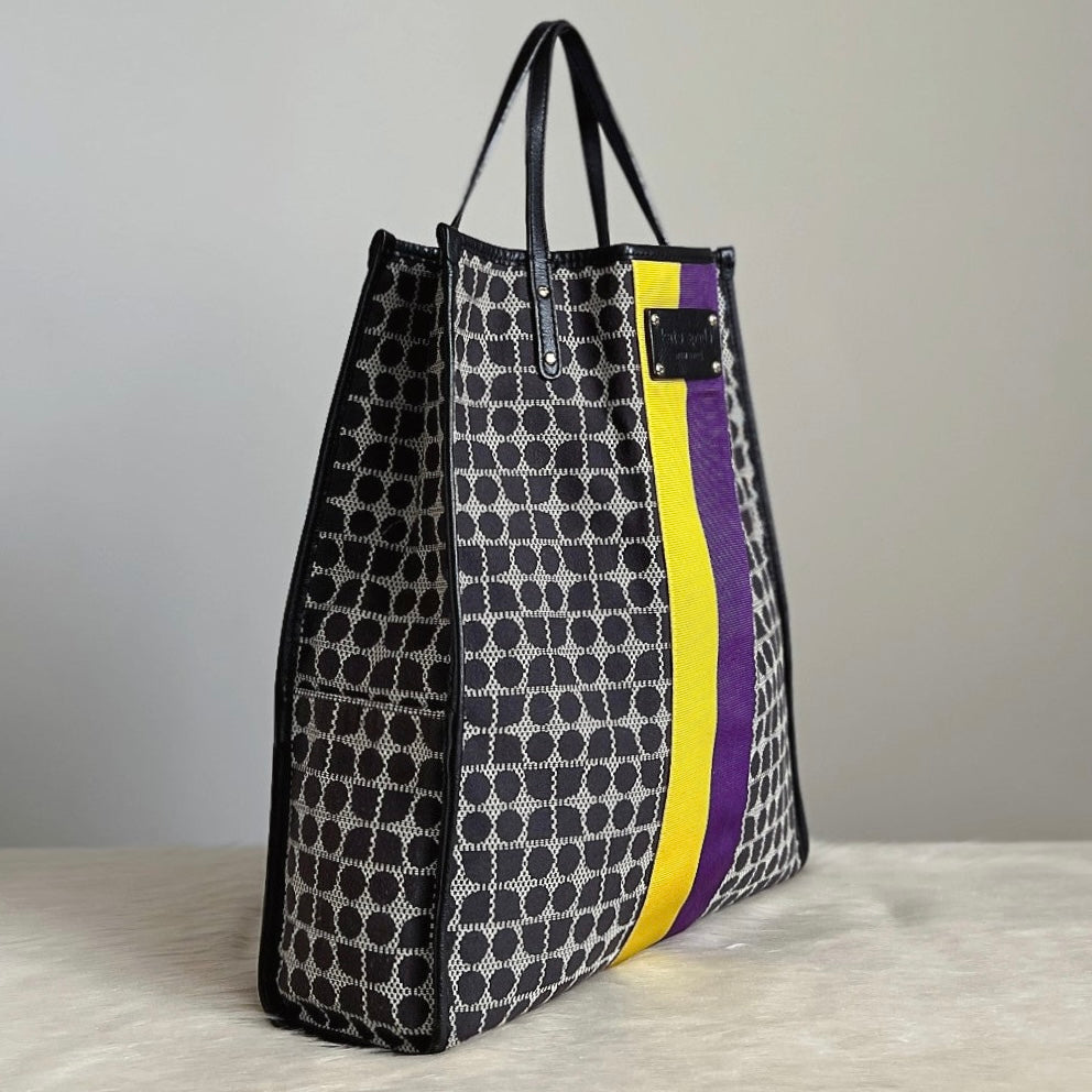 Kate Spade Black Leather Colour Block Shopper Tote Bag Excellent
