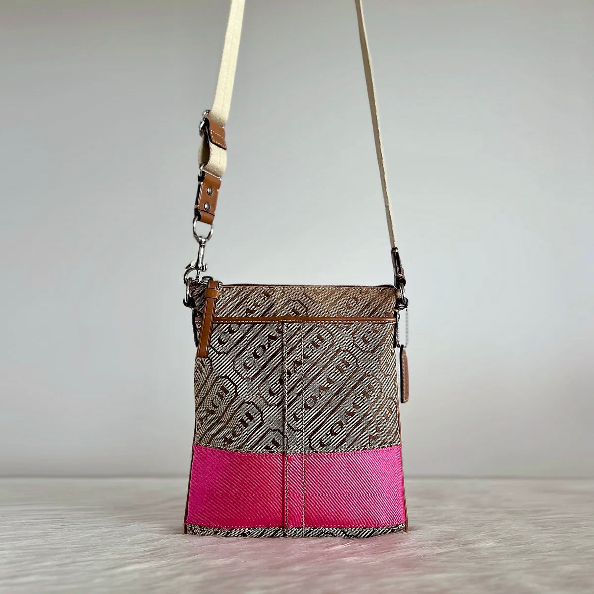 Coach Fushia Block Monogram Small Crossbody Shoulder Bag Like New