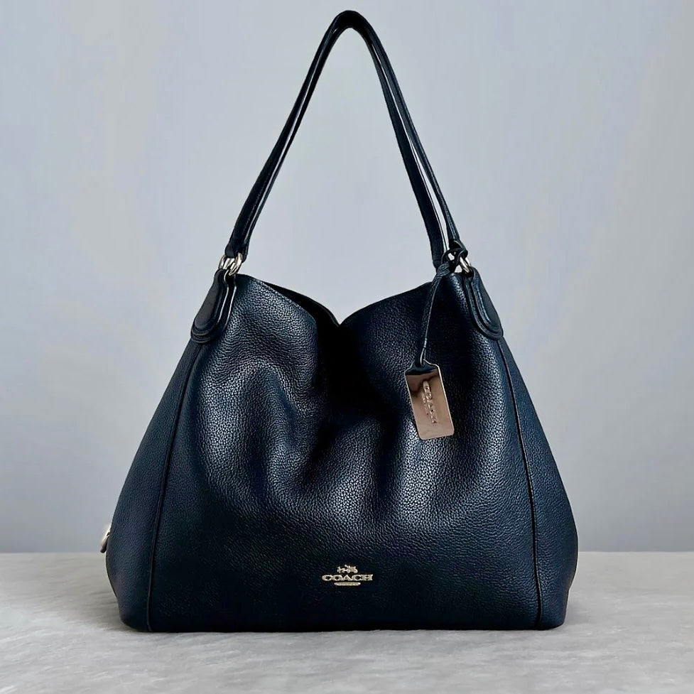 Coach Black Leather Triple Compartment Shoulder Bag Like New