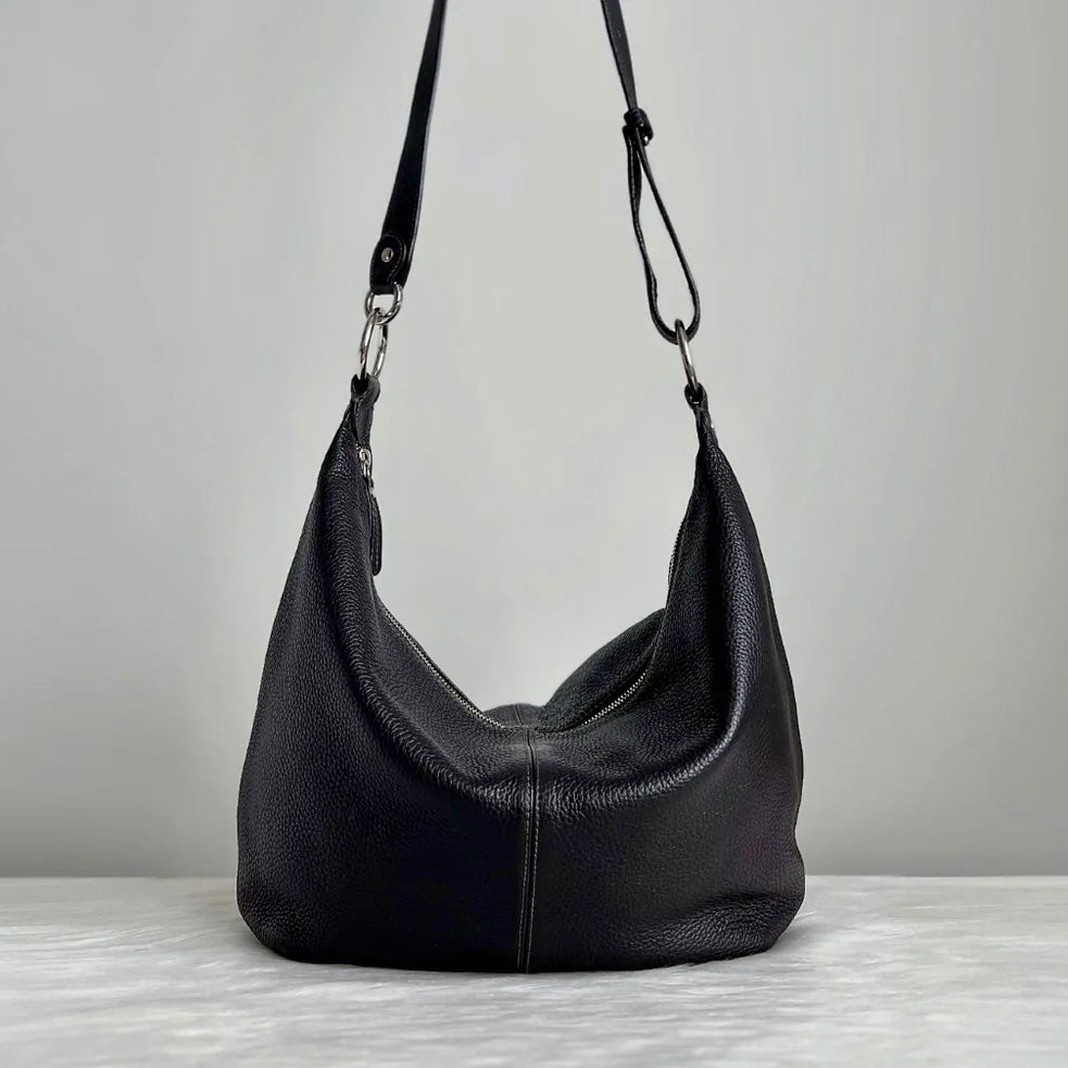 Furla Black Leather Slouchy Crossbody Shoulder Bag Excellent