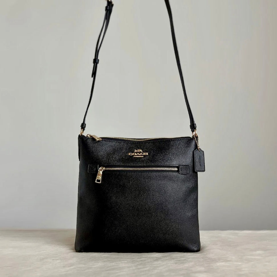 Coach Black Leather Messenger Crossbody Shoulder Bag Like New