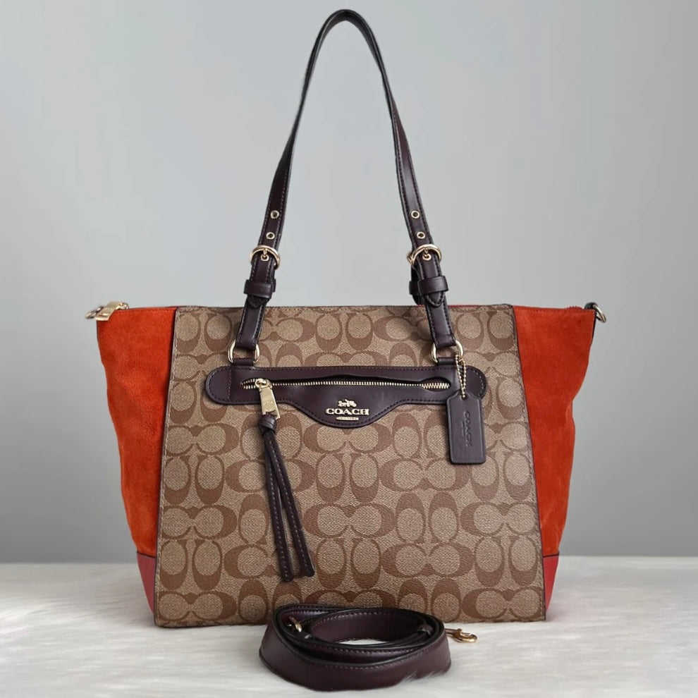 Coach Tri-Tone Monogram Patchwork Front Detail 2 Way Shoulder Bag Excellent