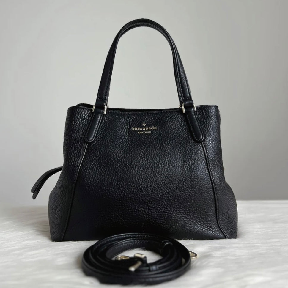 Kate Spade Black Leather Triple Compartment 2 Way Shoulder Bag Excellent