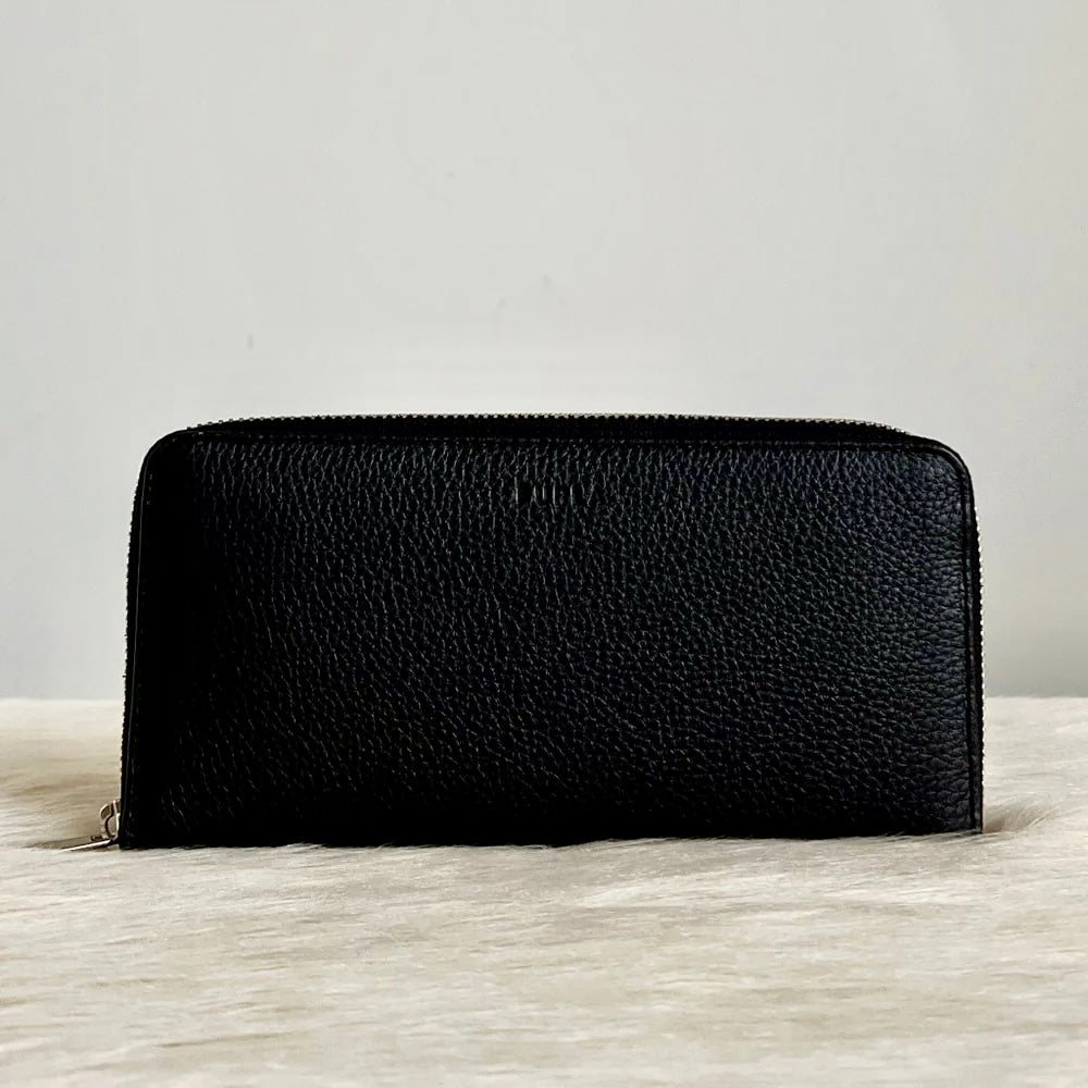 Furla Black Leather Zip Compartment Long Wallet Like New