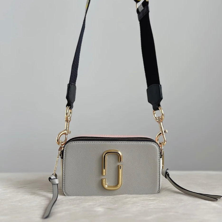 Marc Jacobs Tri-Tone Leather Camera Crossbody Shoulder Bag Excellent