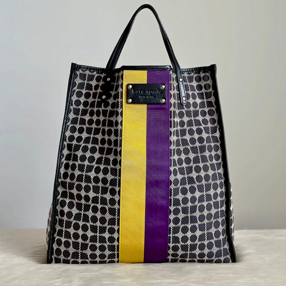 Kate Spade Black Leather Colour Block Shopper Tote Bag Excellent
