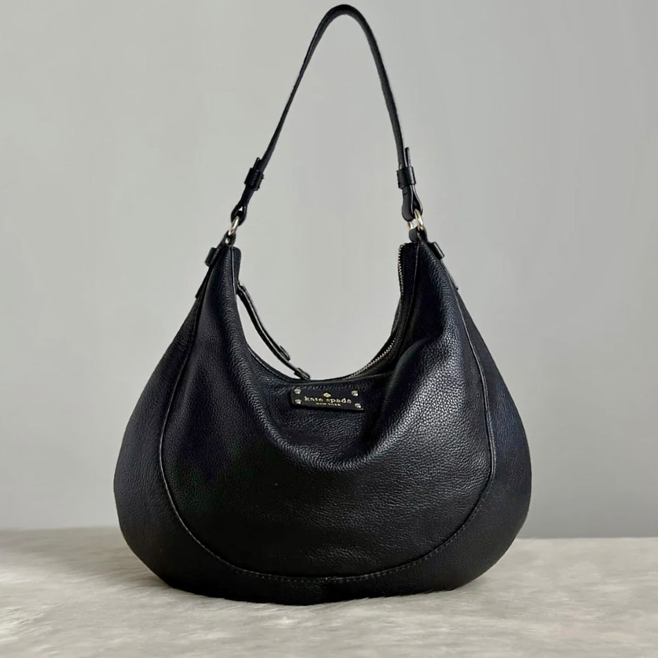 Kate Spade Black Leather Slouchy Half Moon Shoulder Bag Excellent