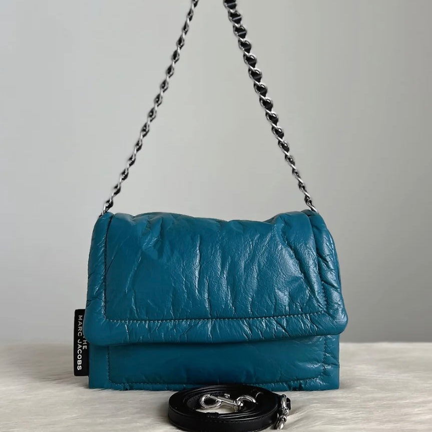 Marc Jacobs Teal Leather Chain Detail 2 Way Shoulder Bag Excellent