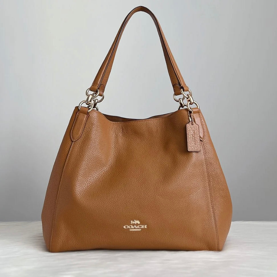 Coach Caramel Leather Triple Compartment Career Shoulder Bag Like New