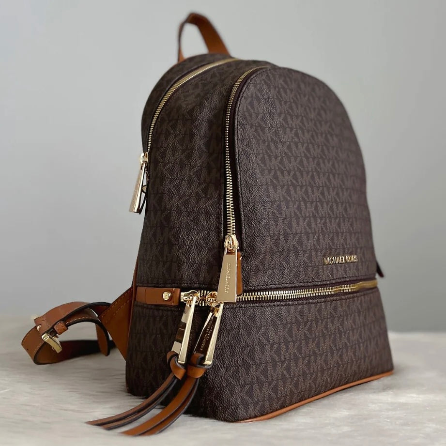 Michael Kors MK Monogram Front Logo Zip Detail Backpack