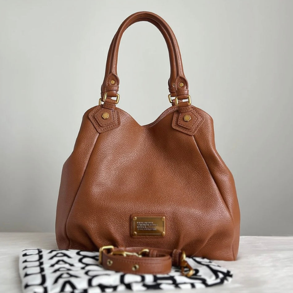 Marc Jacobs Caramel Leather Logo Detail 2 Way Shoulder Bag Like New