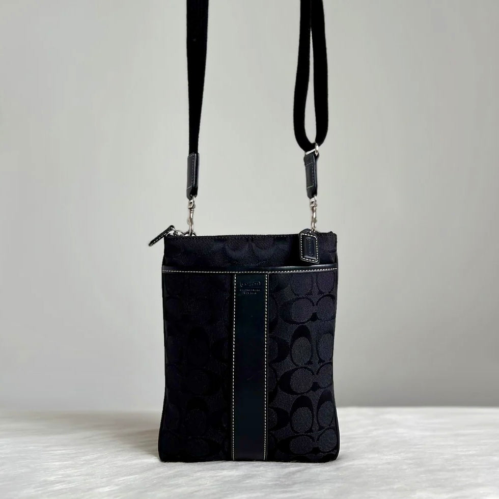 Coach Black Leather Monogram Small Crossbody Shoulder Bag Like New