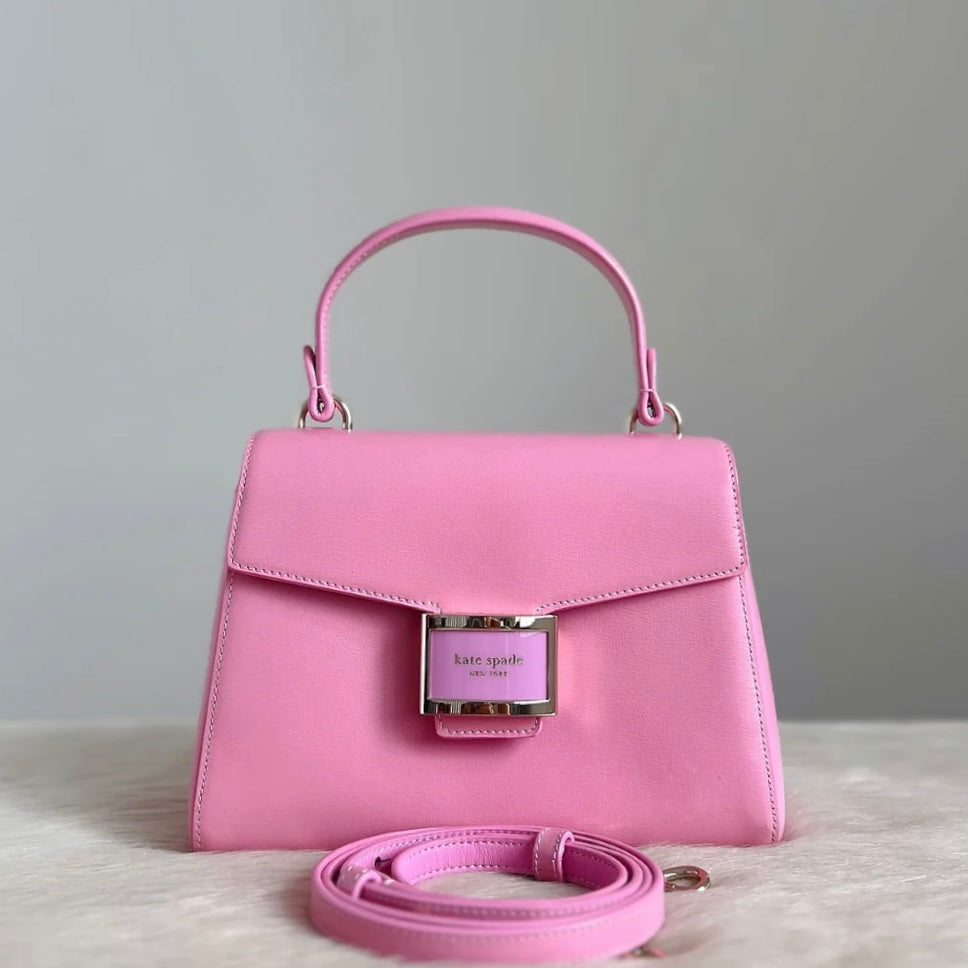 Kate Spade Pink Leather Front Buckle 2 Way Shoulder Bag Like New