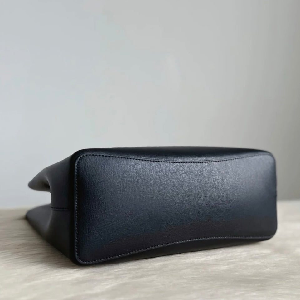 Kate Spade Black Leather Carryall Shoulder Bag + Pouch Like New