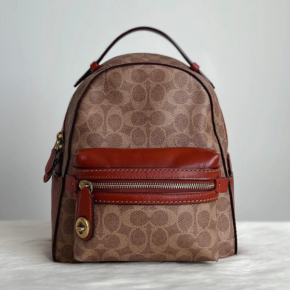 Coach Caramel Leather Monogram Double Compartment Backpack Like New