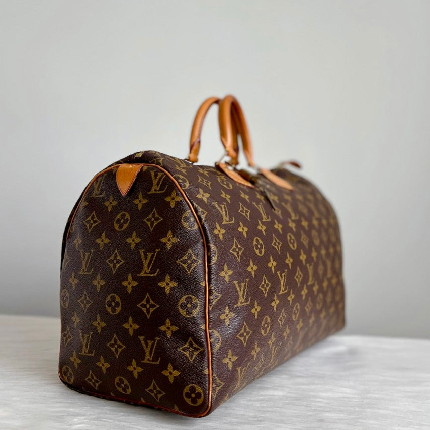 Louis Vuitton Signature Monogram Speedy 40 Large Tote Bag + Lock & Keys Excellent