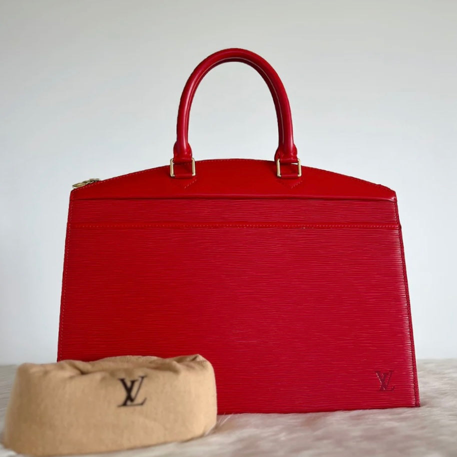 Louis Vuitton Red Epi Leather Riviera Large Tote Bag Excellent