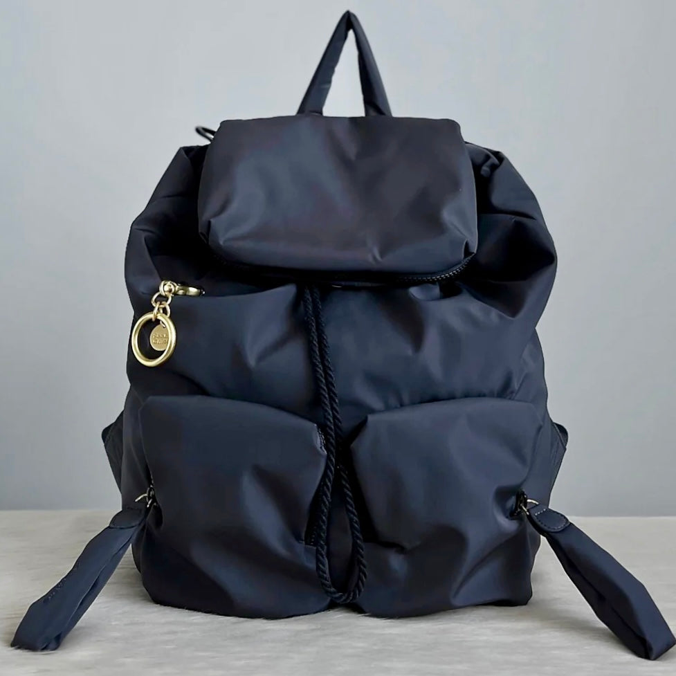 See by Chloe Dark Grey Drawstring Multi Pocket Backpack Like New