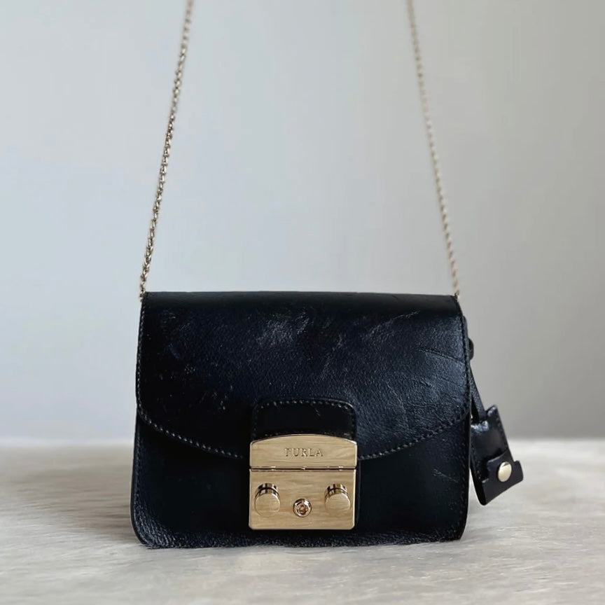 Furla Black Leather Metropolis Small Shoulder Bag