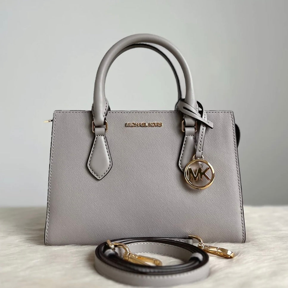 Michael Kors Grey Leather Triple Compartment 2 Way Shoulder Bag Like New