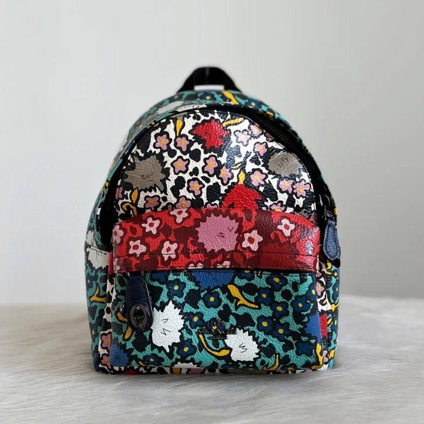 Coach Floral Pattern Front Logo Mini Backpack Excellent