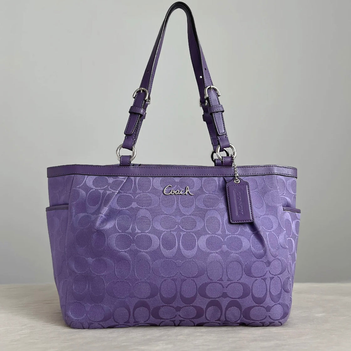 Coach Purple Leather Monogram Patchwork Shoulder Bag