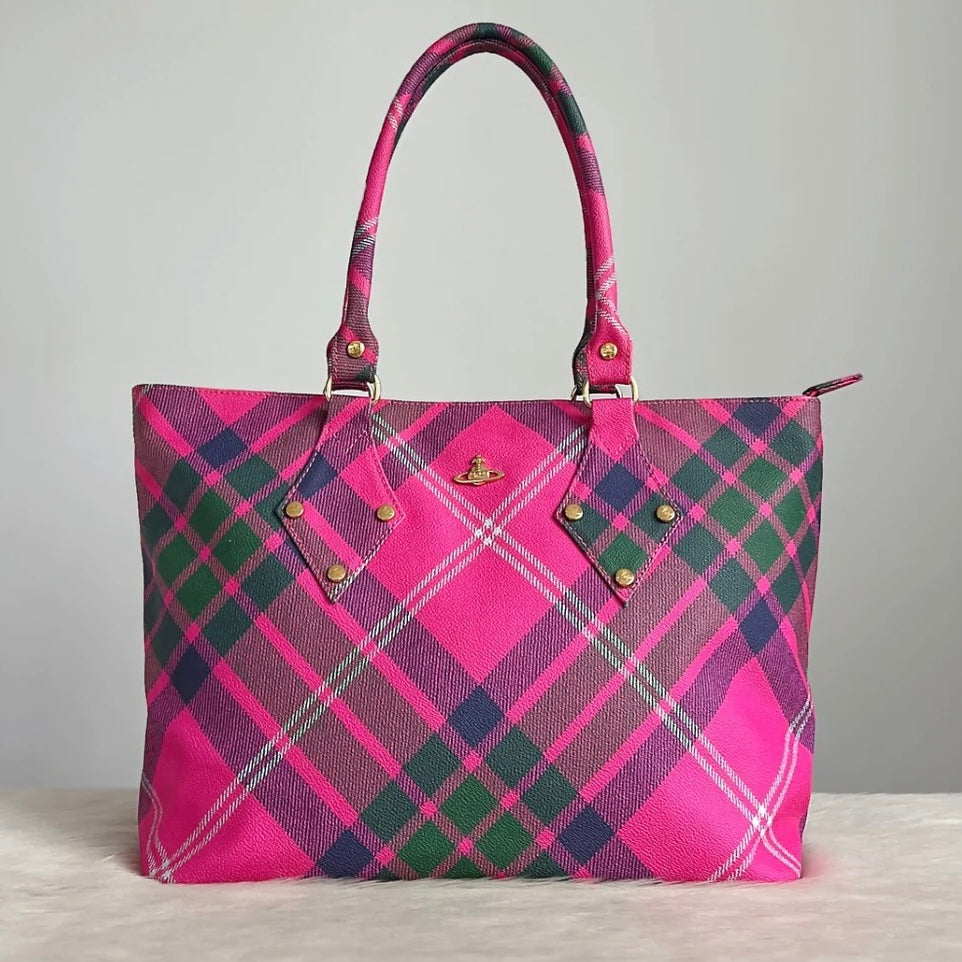 Vivienne Westwood Signature Patterned Carryall Shoulder Bag Excellent