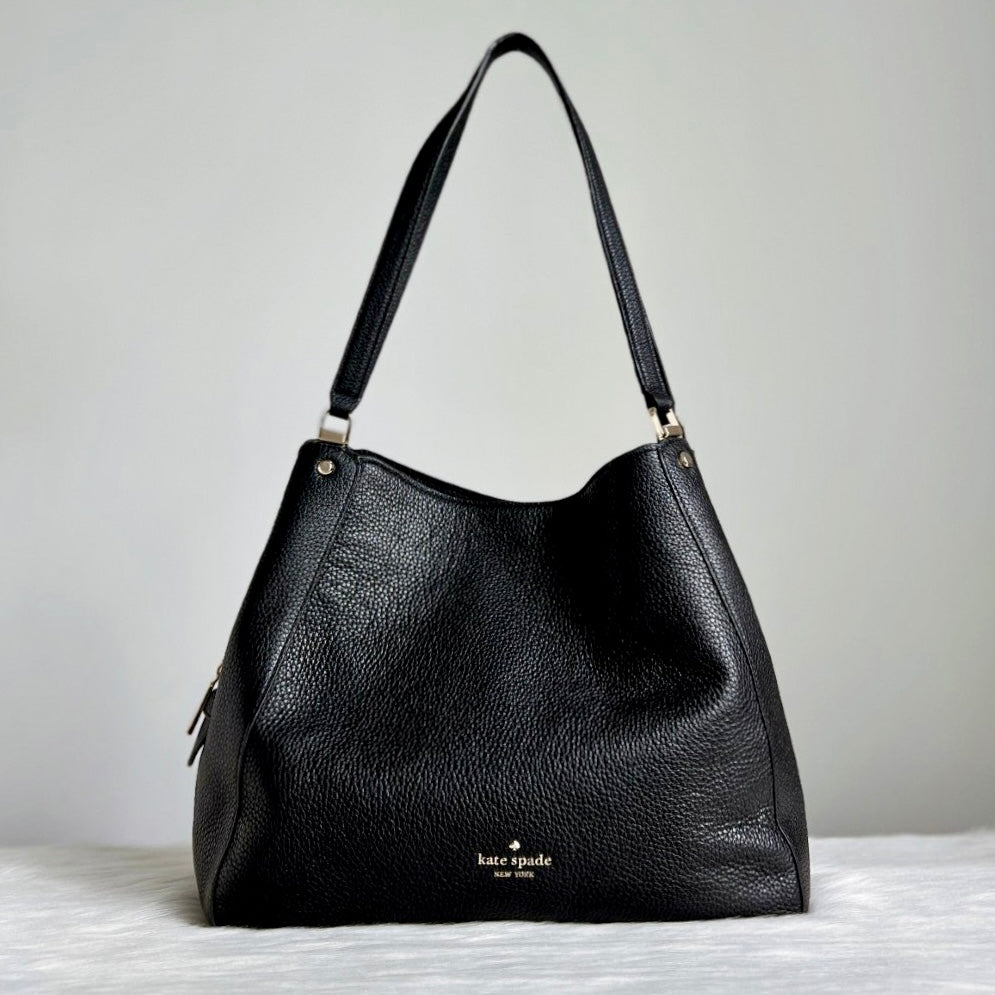 Kate Spade Black Leather Triple Compartment Shoulder Bag Like New