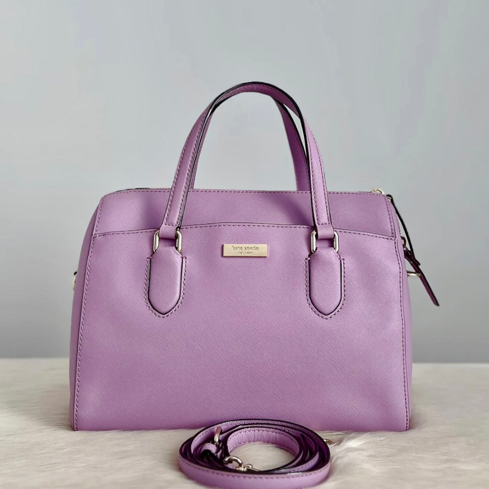 Kate Spade Lavender Leather Front Logo Boston 2 Way Shoulder Bag Excellent