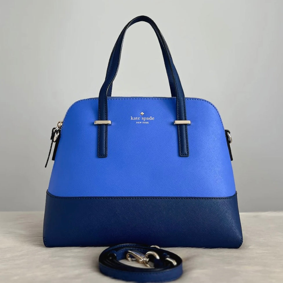 Kate Spade Two Tone Leather Front Logo 2 Way Shoulder Bag Like New
