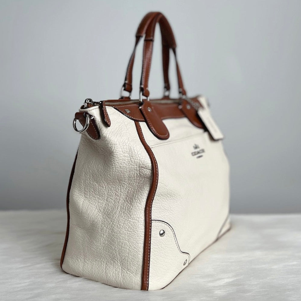 Coach Two Tone Leather Front Detail Carryall 2 Way Shoulder Bag Excellent