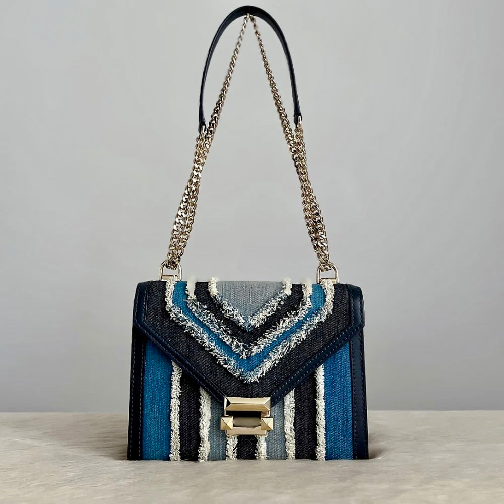 Michael Kors Navy Leather Denim Patchwork 3 Way Shoulder Bag Like New