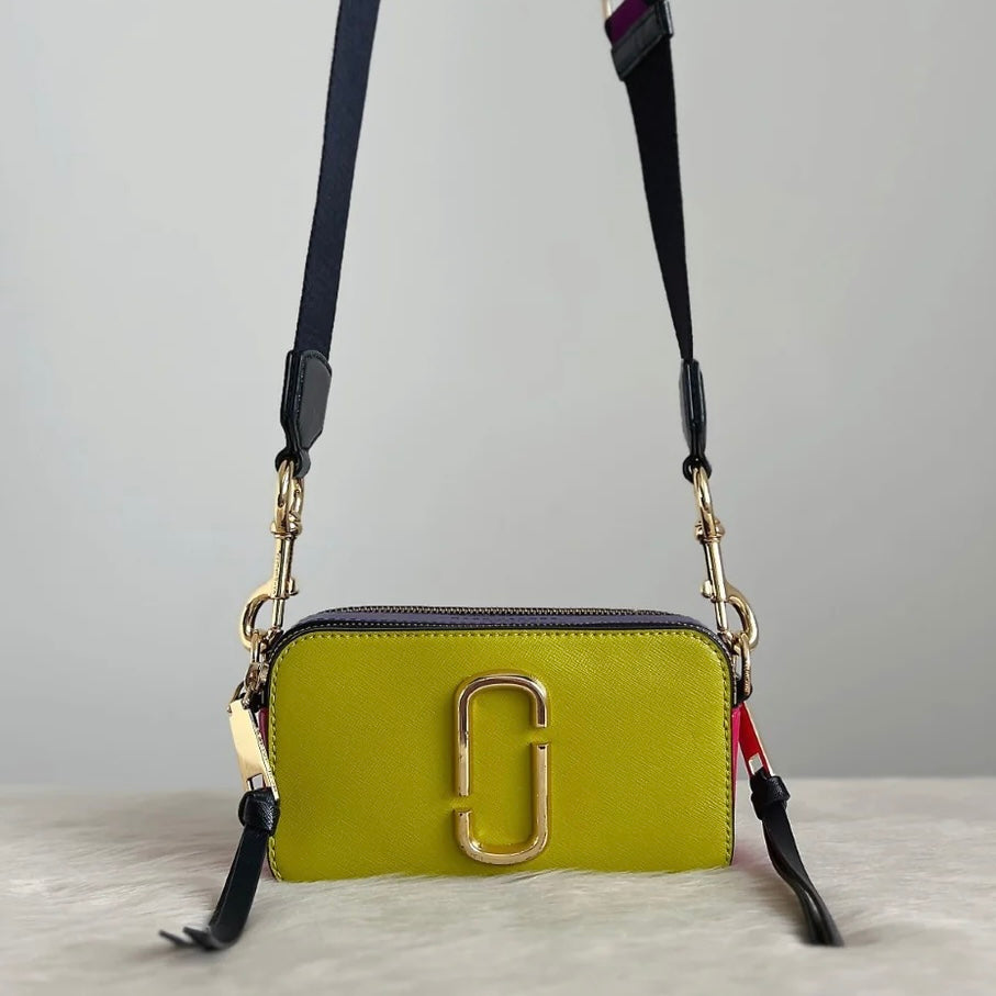 Marc Jacobs Tri-Tone Leather Camera Crossbody Shoulder Bag