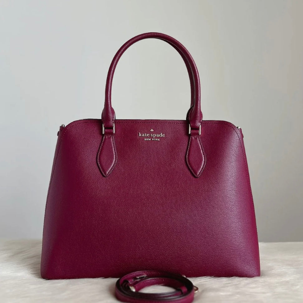 Kate Spade Maroon Leather Front Logo Career 2 Way Shoulder Bag Like New