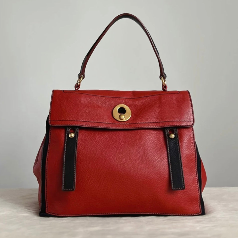 Yves Saint Laurent YSL Two Tone Leather Muse Two Tote Bag Excellent