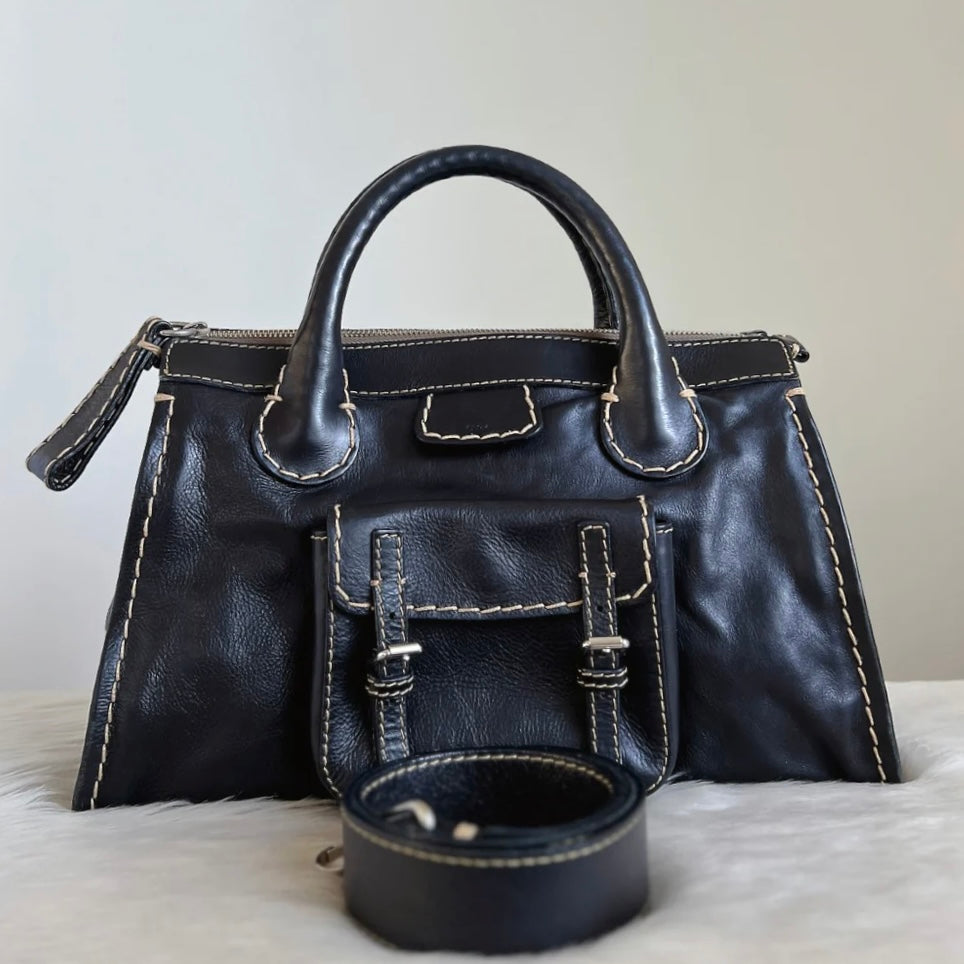 Chloe Runway Black Leather Edith 2 Way Shoulder Bag