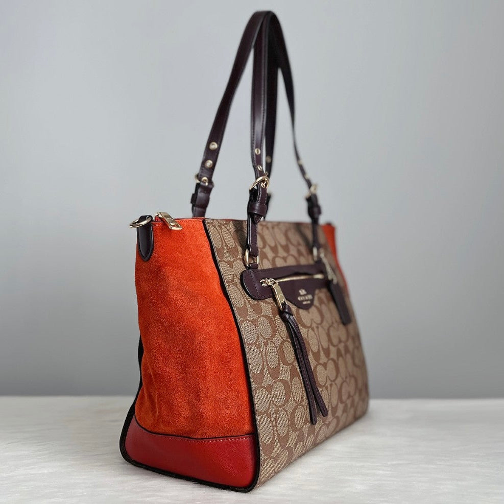 Coach Tri-Tone Monogram Patchwork Front Detail 2 Way Shoulder Bag Excellent