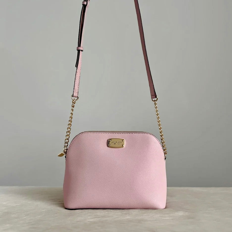 Michael Kors Pink Leather Chain Detail Crossbody Shoulder Bag Like New