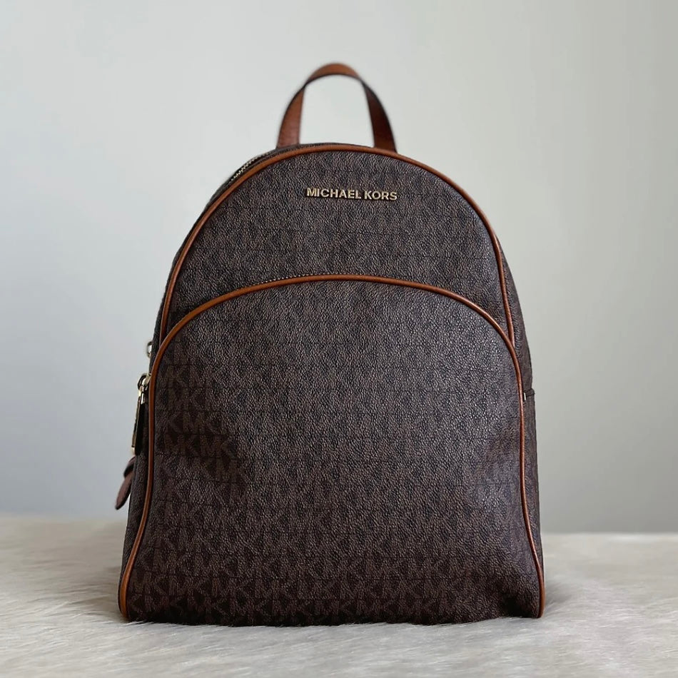 Michael Kors MK Monogram Front Logo Double Compartment Backpack Excellent