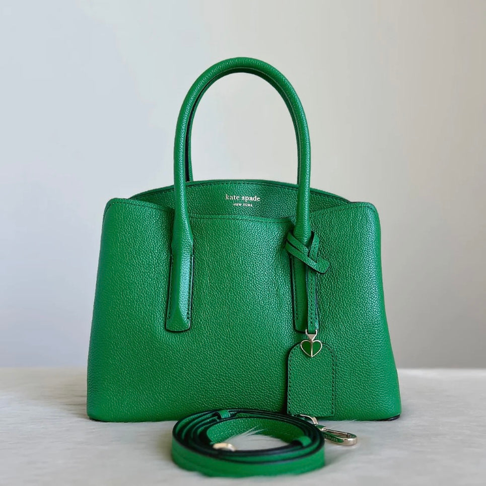 Kate Spade Green Leather Triple Compartment 2 Way Shoulder Bag Excellent