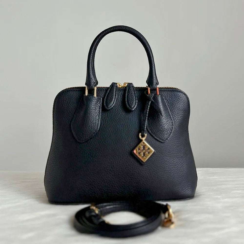 Tory Burch Black Leather Charm Detail Mini 2 Way Shoulder Bag Like New