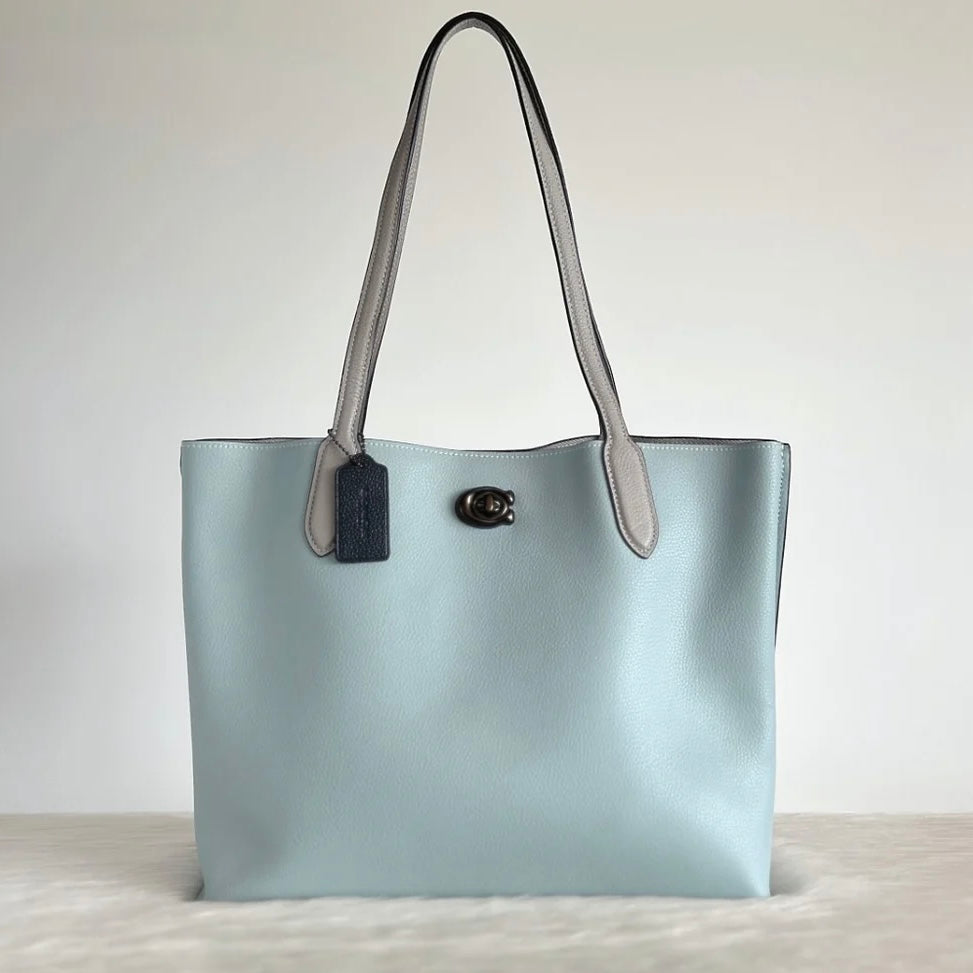 Coach Two Tone Leather Triple Compartment Career Shoulder Bag Like New