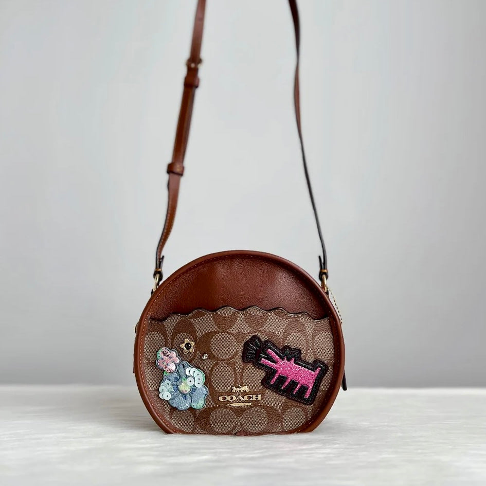 Coach Caramel Leather Monogram Patchwork Crossbody Shoulder Bag Like New