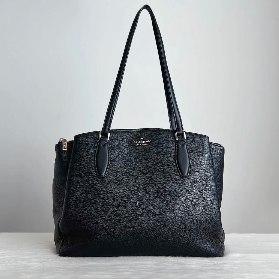 Kate Spade Black Leather Triple Compartment Shoulder Bag