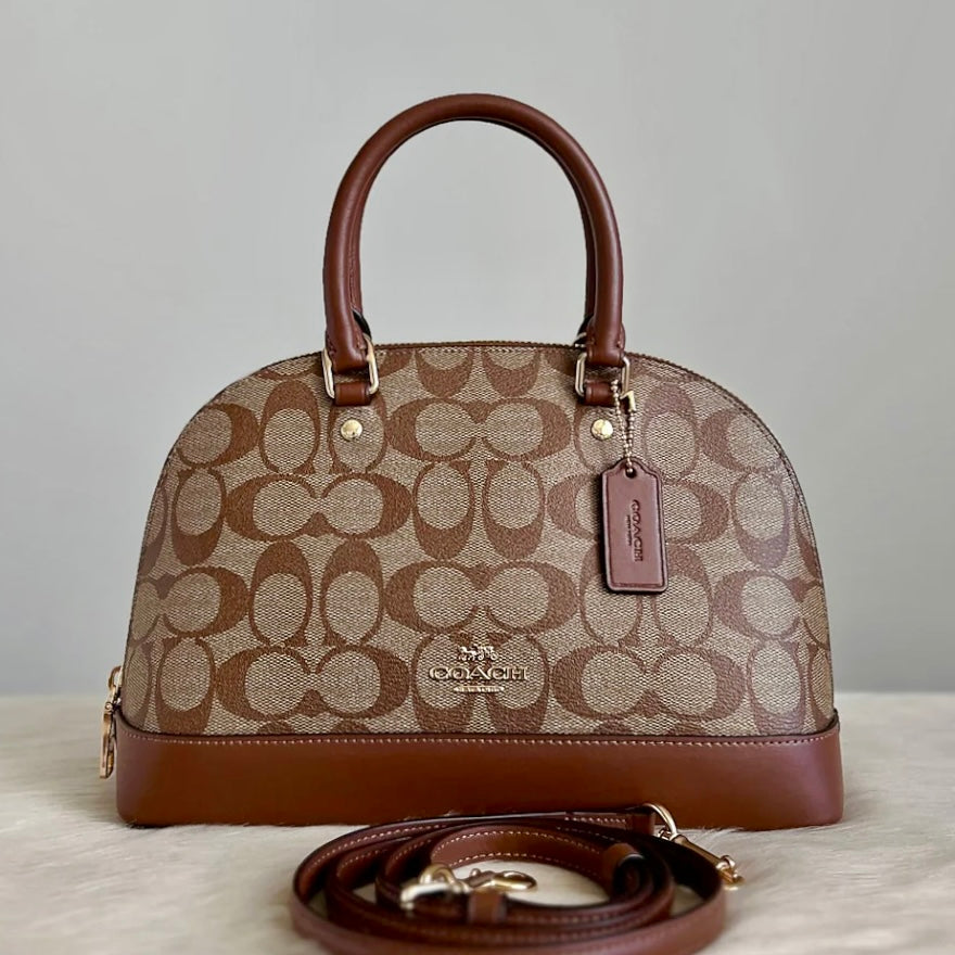 Coach Caramel Leather Monogram Alma 2 Way Shoulder Bag Like New