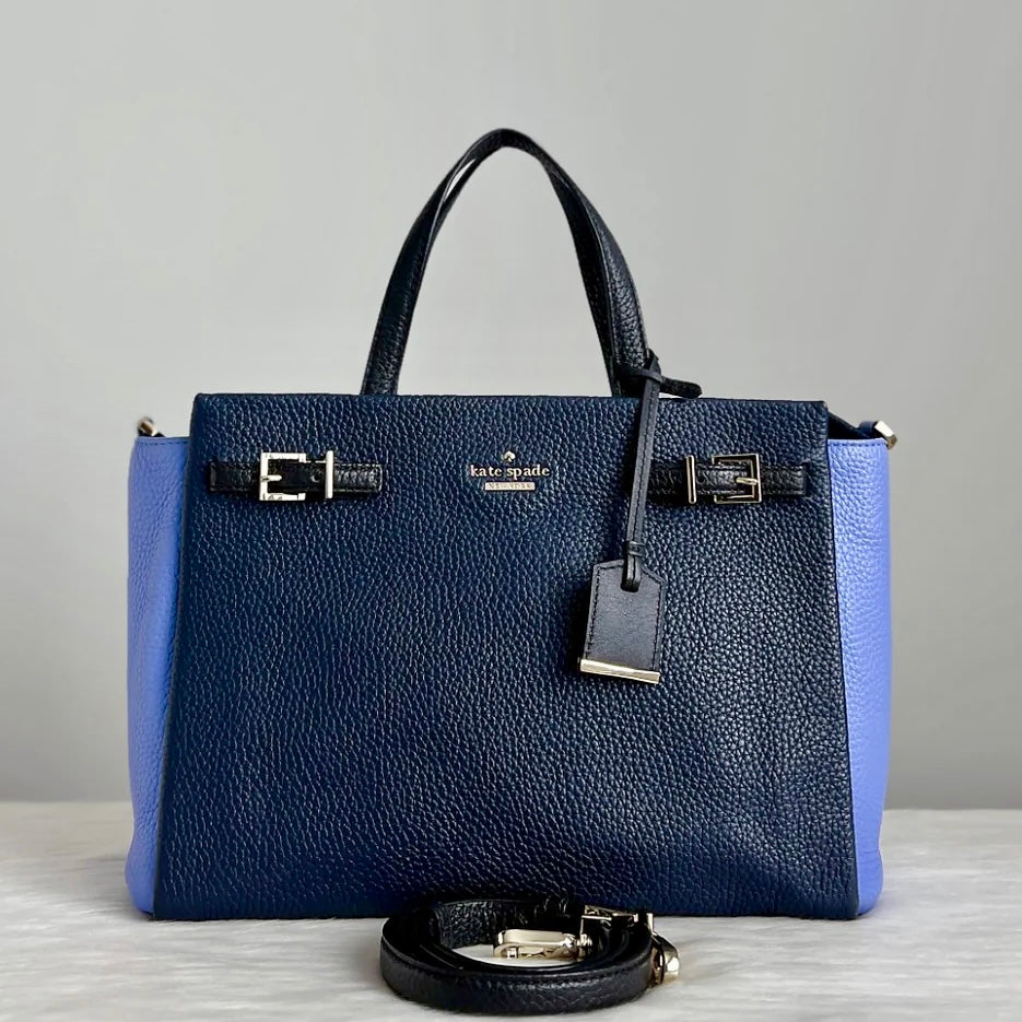 Kate Spade Two Tone Leather Front Logo Career 2 Way Shoulder Bag Like New