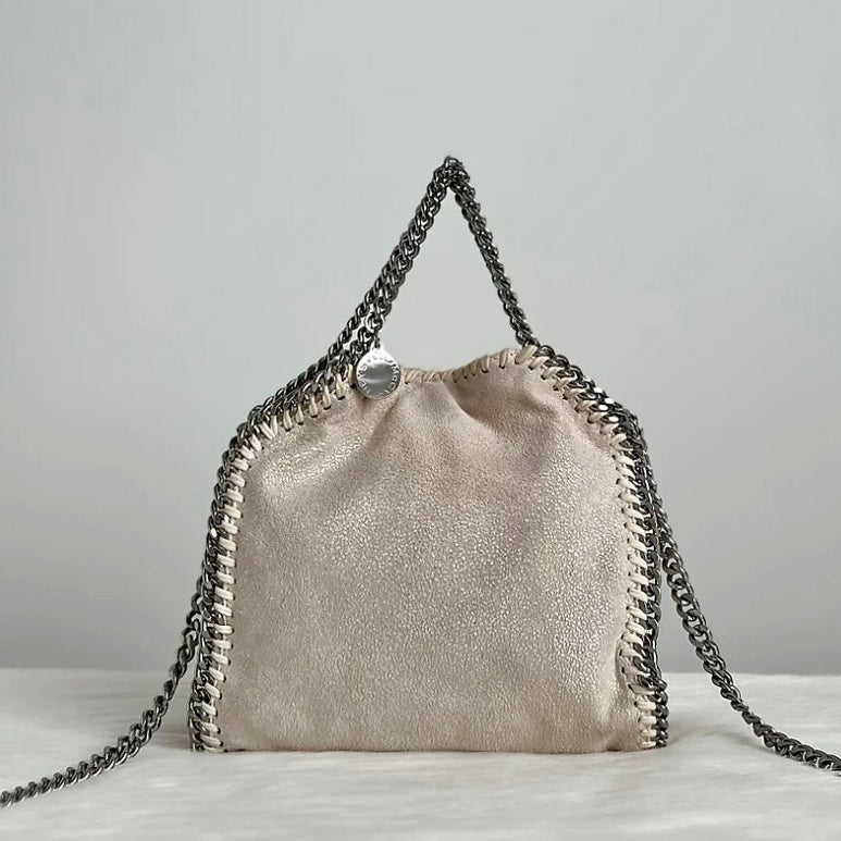 Stella Mccartney Metallic Beige Signature Falabella Mini 2 Way Shoulder Bag Excellent