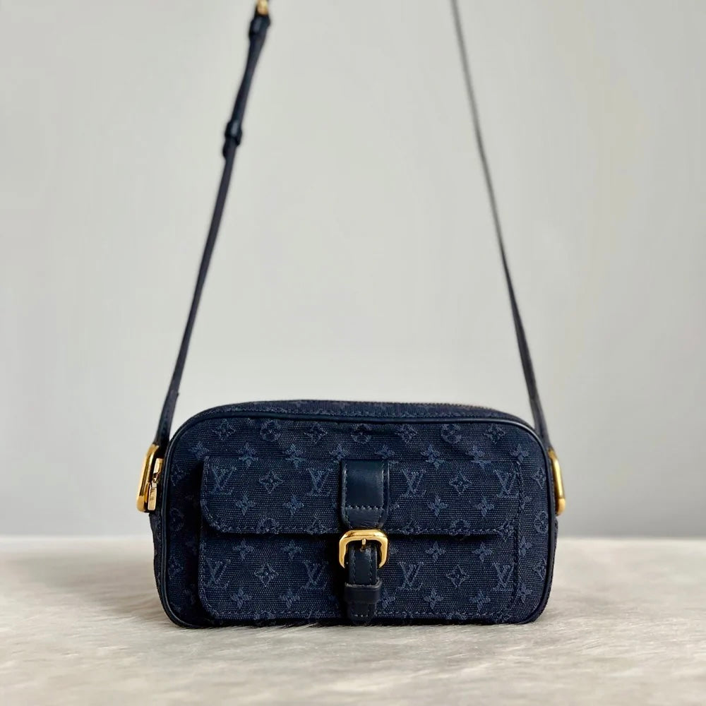 Louis Vuitton Navy Leather Monogram Julliet MM Crossbody Shoulder Bag Excellent
