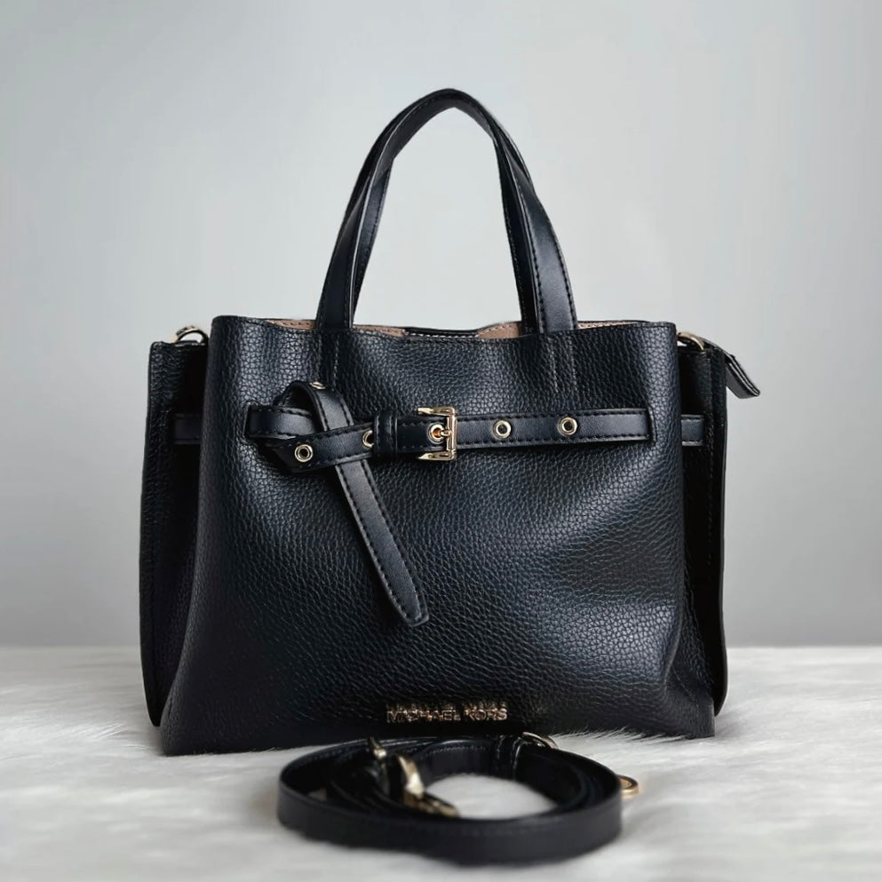 Michael Kors Black Leather Triple Compartment 2 Way Shoulder Bag Like New