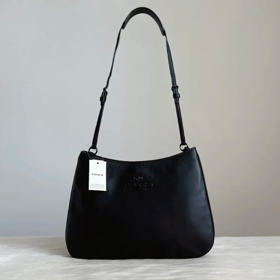 Coach Black Leather Double Compartment Shoulder Bag New with Tags